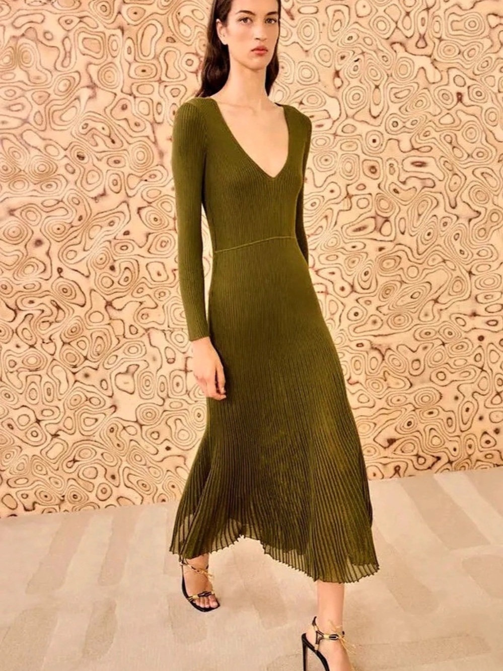 Ulla Johnson Zoe Long Sleeve Ribbed V-Neck Maxi Dress Zoe Ribbed V-Neck Maxi